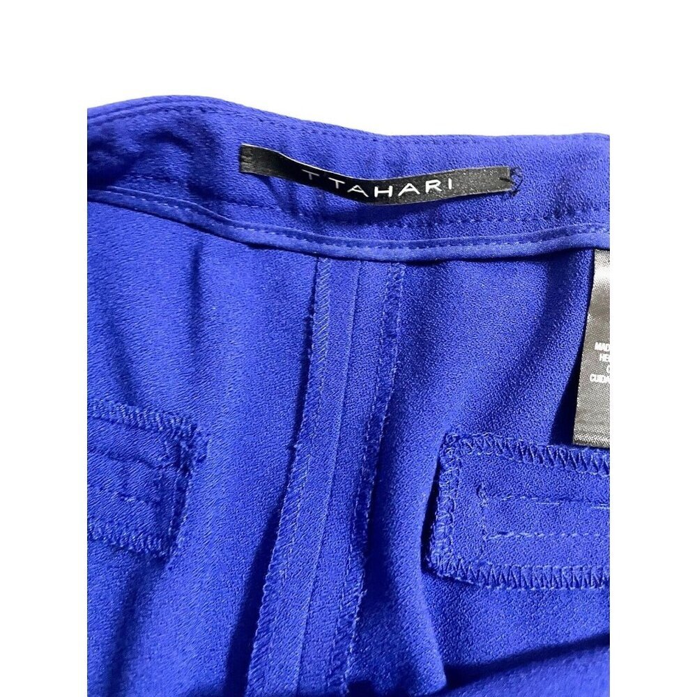 T Tahari Blue Dress Suit Pants Straight Leg Green Inseam Stripe SZ 4 New - Picture 11 of 11